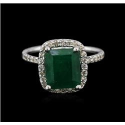 14KT White Gold 2.78ct Emerald and Diamond Ring