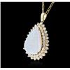 Image 3 : 14KT Yellow Gold 13.37ct Opal and Diamond Pendant With Chain