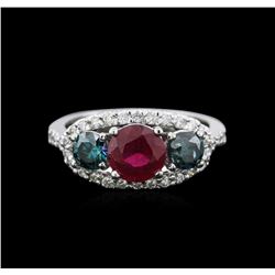 1.40ct Ruby and Diamond Ring - 14KT White Gold