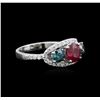 Image 2 : 1.40ct Ruby and Diamond Ring - 14KT White Gold