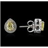Image 2 : 1.73ctw Fancy Yellow Diamond Earrings - 14KT White Gold