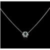 Image 2 : 0.15ct Emerald and Diamond Pendant With Chain - 14KT White Gold