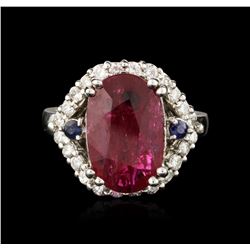 14KT White Gold 3.41ct Ruby, Sapphire and Diamond Ring