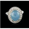 Image 1 : 14KT White Gold 6.45ct Aquamarine and Diamond Ring