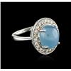 Image 2 : 14KT White Gold 6.45ct Aquamarine and Diamond Ring