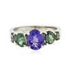 Image 1 : 14KT White Gold 1.08ct Tanzanite and Green Chrysoberyl Ring
