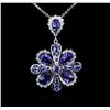 Image 2 : 14KT White Gold 18.01ctw Tanzanite and Diamond Pendant With Chain