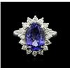 14KT White Gold 4.48ct Tanzanite and Diamond Ring
