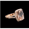 Image 2 : 14KT Rose Gold 4.60ct Morganite and Diamond Ring