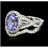 Image 2 : 14KT White Gold 2.37ct Tanzanite and Diamond Ring and Guard