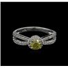 Image 1 : 0.72ctw Yellow Diamond Ring - 14KT White Gold