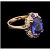 Image 2 : 5.08ct Tanzanite, Blue Sapphire and Diamond Ring - 14KT Rose Gold