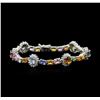 14KT White Gold 18.15ctw Multicolor Sapphire and Diamond Bracelet