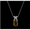 Image 2 : 18KT Two-Tone Gold 1.54ct Yellow Sapphire and Diamond Pendant With Chain