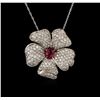 Image 1 : 1.59ct Tourmaline and Diamond Pendant With Chain - 18KT White Gold