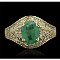 14KT Yellow Gold 1.20ct Emerald and Diamond Ring