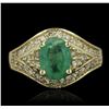 Image 1 : 14KT Yellow Gold 1.20ct Emerald and Diamond Ring