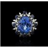 Image 1 : 14KT White Gold 9.22ct Tanzanite, Sapphire and Diamond Ring