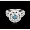 Image 1 : 14KT White Gold 1.92ctw Fancy Blue Diamond Ring