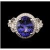 Image 1 : 14KT White Gold 6.59ct Tanzanite and Diamond Ring