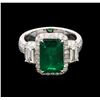 Image 1 : 3.57ct Emerald and Diamond Ring - 14KT White Gold