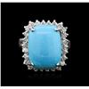 Image 1 : 14KT White Gold 8.79ct Turquoise and Diamond Ring