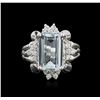Image 1 : 14KT White Gold 4.60ct Aquamarine and Diamond Ring
