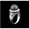 Image 3 : 11.7MM Tahitian Pearl and Diamond Ring - 18KT White Gold