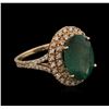 Image 2 : 5.55ct Emerald and Diamond Ring - 14KT Rose Gold
