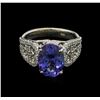Image 1 : 4.38ct Tanzanite and Diamond Ring - 14KT White Gold
