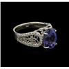 Image 2 : 4.38ct Tanzanite and Diamond Ring - 14KT White Gold