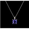 Image 1 : 3.56ct Tanzanite and Diamond Pendant With Chain - 14KT White Gold