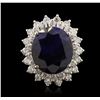 Image 1 : 14KT White Gold 11.66ct Sapphire and Diamond Ring