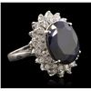Image 2 : 14KT White Gold 11.66ct Sapphire and Diamond Ring