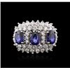 Image 1 : 14KT White Gold 2.88ctw Sapphire and Diamond Ring