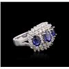 Image 2 : 14KT White Gold 2.88ctw Sapphire and Diamond Ring