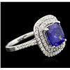 Image 2 : 14KT White Gold 3.67ct Tanzanite and Diamond Ring
