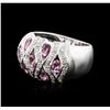 Image 2 : 14KT White Gold 1.40ctw Pink Tourmaline and Diamond Ring