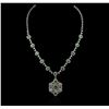 Image 1 : 14KT White Gold 6.04ctw Emerald and Diamond Necklace