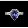 Image 1 : 3.56ct Tanzanite and Diamond Ring - 14KT White Gold