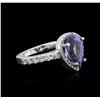 Image 2 : 3.56ct Tanzanite and Diamond Ring - 14KT White Gold