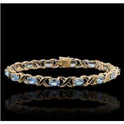 10KT Yellow Gold 12.00ctw Blue Topaz Bracelet