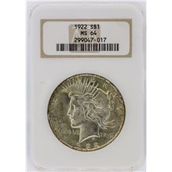 1922 NGC MS64 Peace Silver Dollar