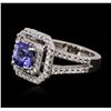 Image 2 : 14KT White Gold 1.38ct Tanzanite and Diamond Ring
