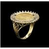 Image 3 : 14KT Yellow Gold 0.45ctw Diamond Coin Ring