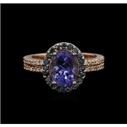 2.56ct Tanzanite and Diamond Ring - 14KT Rose Gold