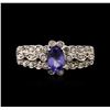 Image 1 : 14KT White Gold 0.59ct Tanzanite and Diamond Ring