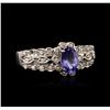 Image 2 : 14KT White Gold 0.59ct Tanzanite and Diamond Ring