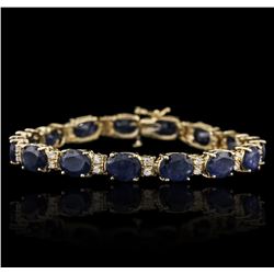 14KT Yellow Gold 28.50ctw Sapphire and Diamond Bracelet