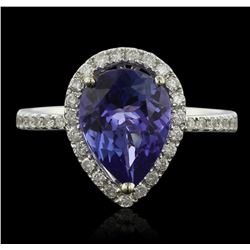 14KT White Gold 3.22ct Tanzanite and Diamond Ring